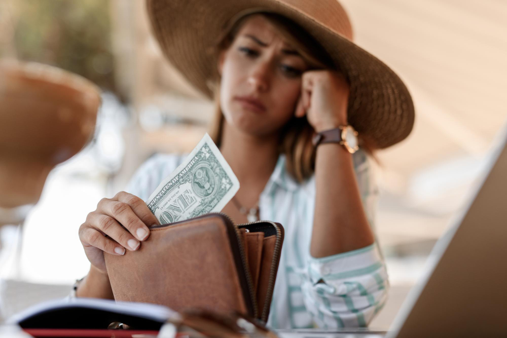 woman having one dollar bill - personal loans for bad credit guaranteed